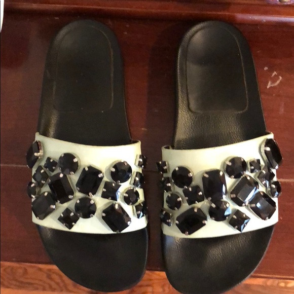 Loeffler Randall Shoes - Loeffler Randal Aqua Blue Jeweled Slippers Size 7